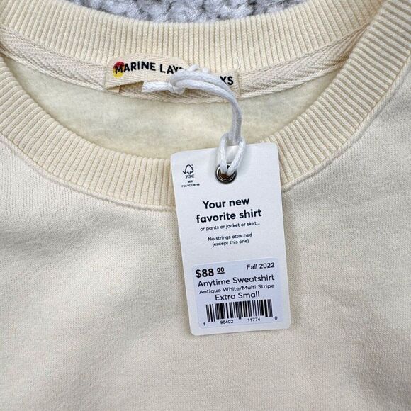 Marine Layer Anytime Sweatshirt Ivory Rainbow Striped NEW - Picture 9 of 10